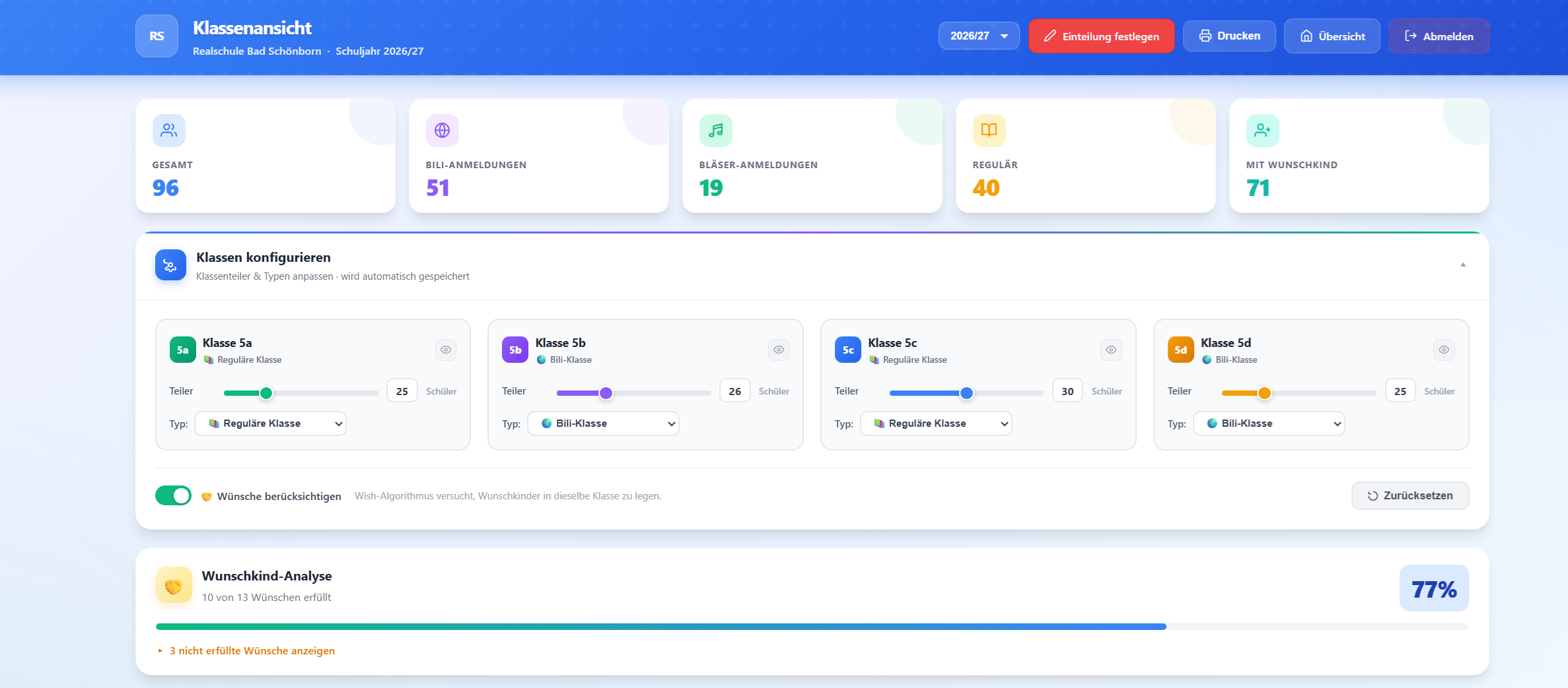 Schulanmeldungen Demo 3