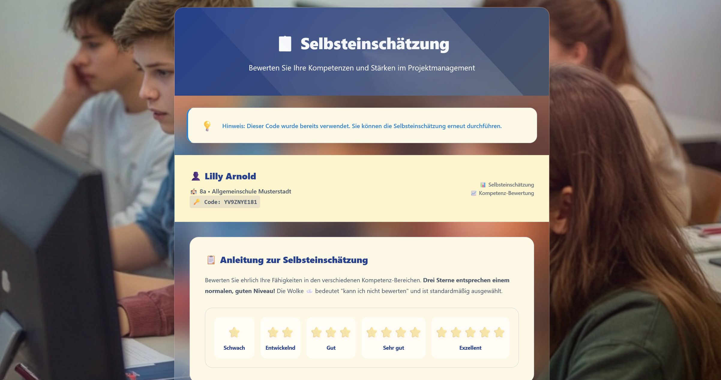 Selbsteinschätzung Online - Übersicht