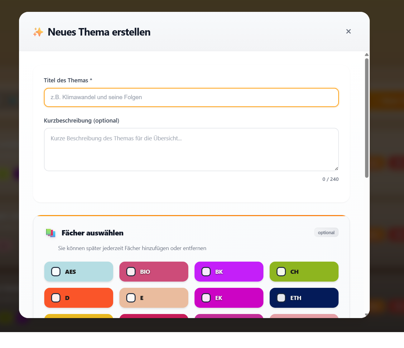 Lehrer-Dashboard Ansicht 2