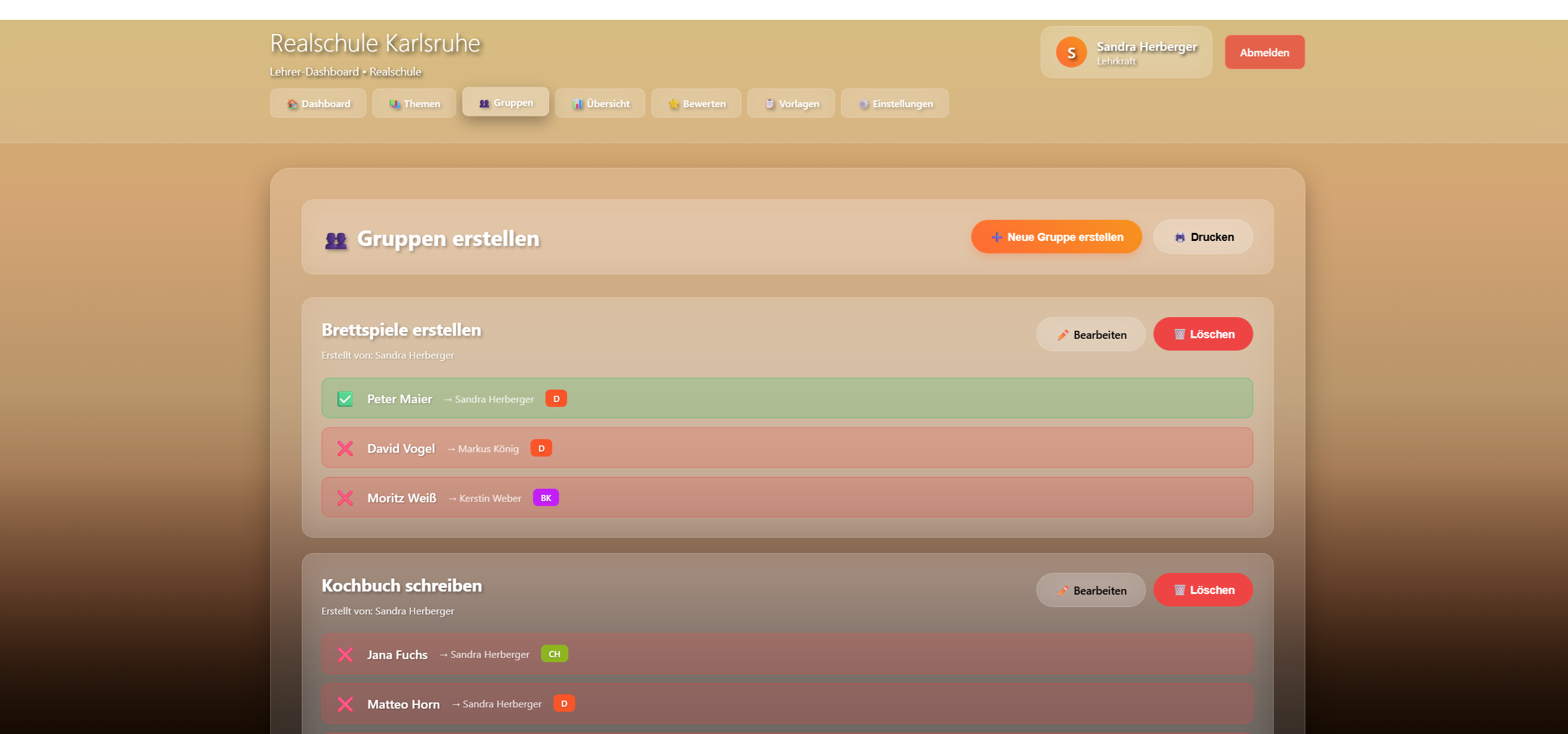 Lehrer-Dashboard Ansicht 3